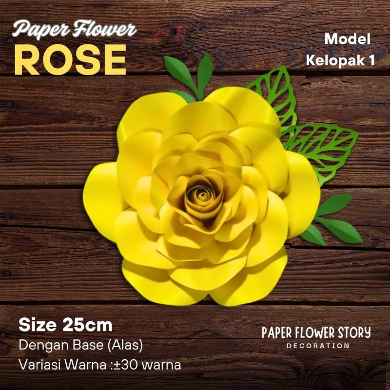 Jual Paper Flower Backdrop Rose Bunga Kertas Mawar size 25cm dekorasi ...