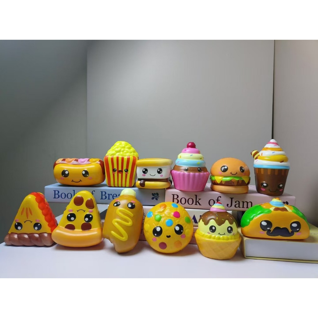 Squishy Makanan food Kue Hamburger Es Krim Pizza Nanas Jumbo Squishies  Lembut Kawaii Sloq Rising Mainan Anak