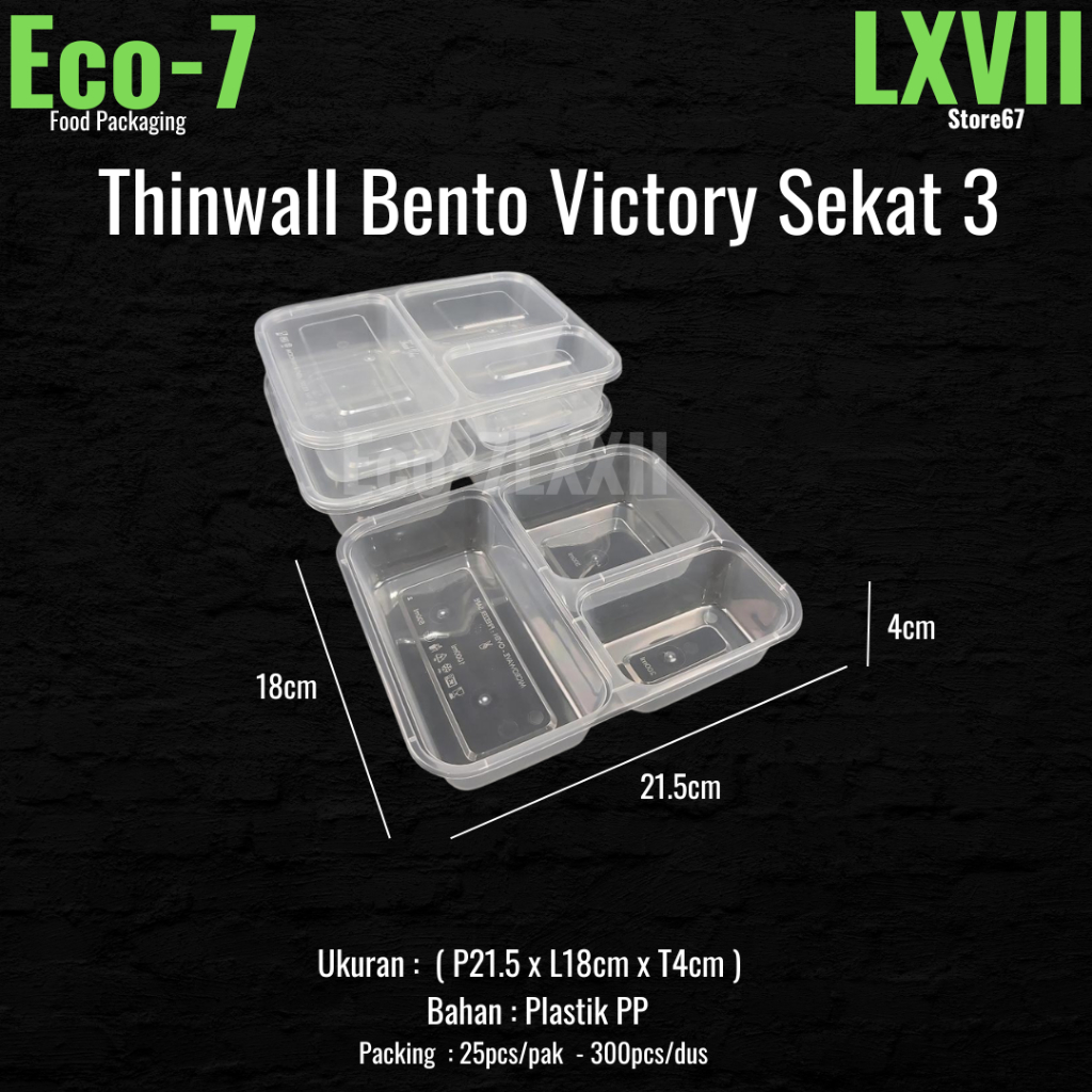 Jual Thinwall Bento Sekat 3 , Lunch Box , Kotak Makan , Container ...