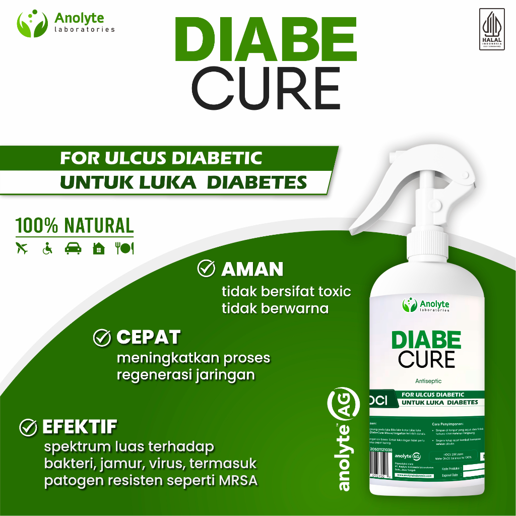 DiabeCure 500ml Obat Luka Diabetes Ampuh & Aman | Ulkus Diabetikum, Luka Borok, Luka Bernanah