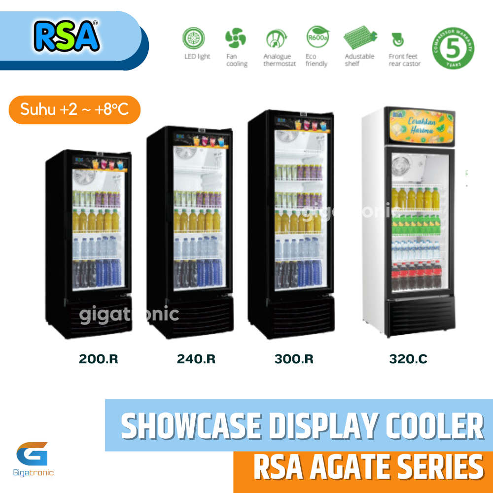 Jual Display Cooler 281 Liter RSA Agate 300R / Showcase Kulkas Minuman ...