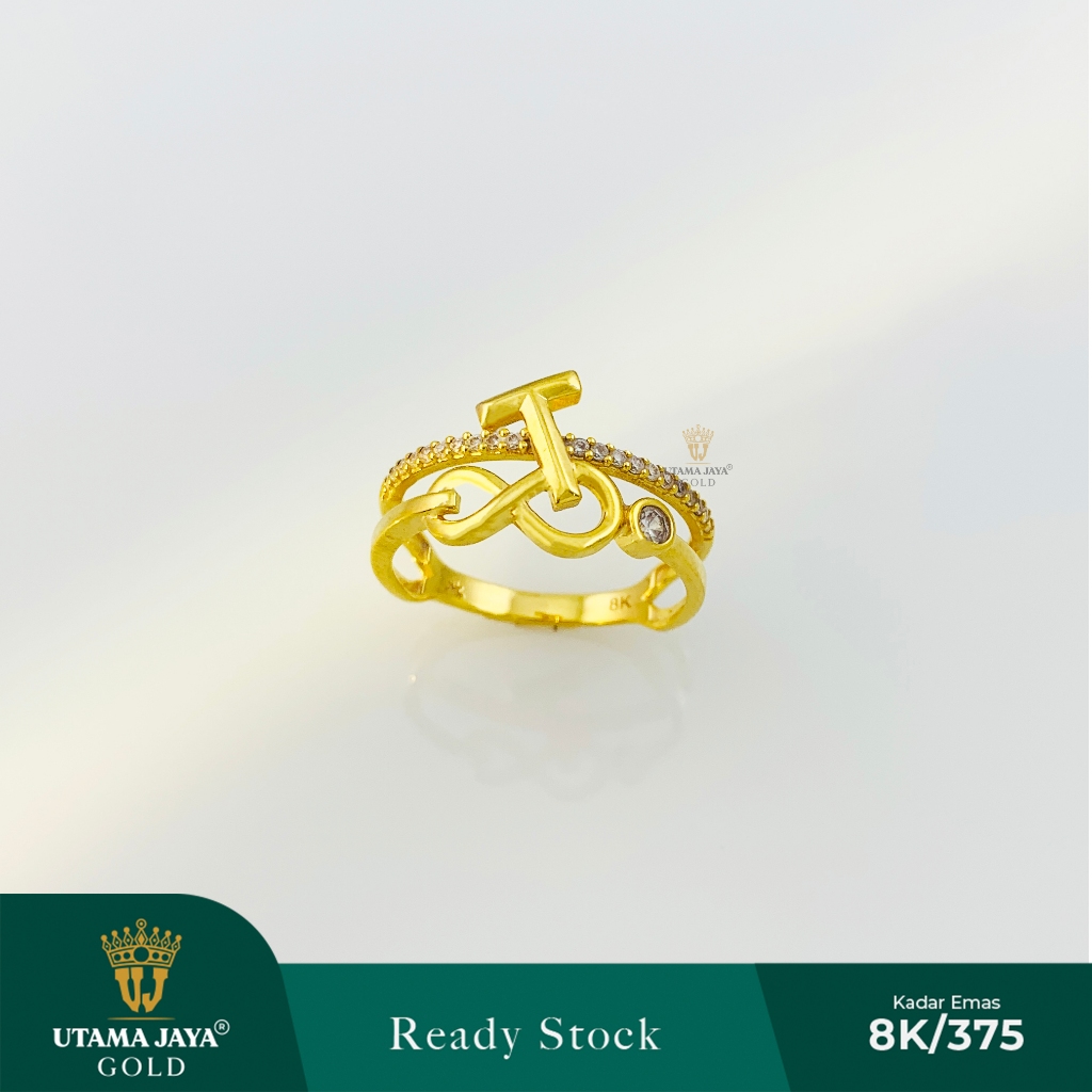 Jual Cincin 2 layer alphabet T + mainan infinity mata-mata | Shopee ...