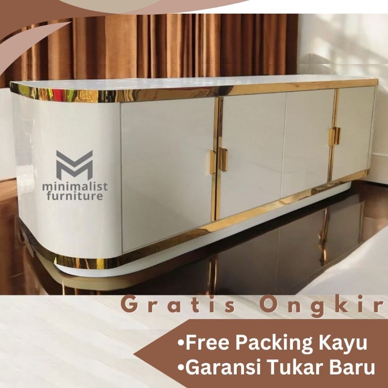Jual Meja TV / Buffet TV Modern Minimalist Premium List Gold | Shopee ...