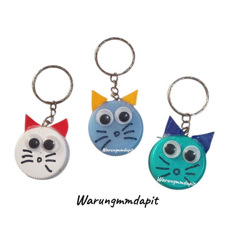 Prakarya Gantungan Kunci Dari Kerajinan Tutup Botol Motif Kucing (Gantungan Kunci Motif Kucing)