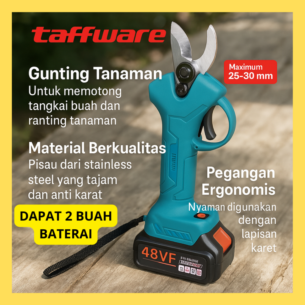 Jual Taffware Gunting dahan elektrik Cordless brushless gunting dahan ...