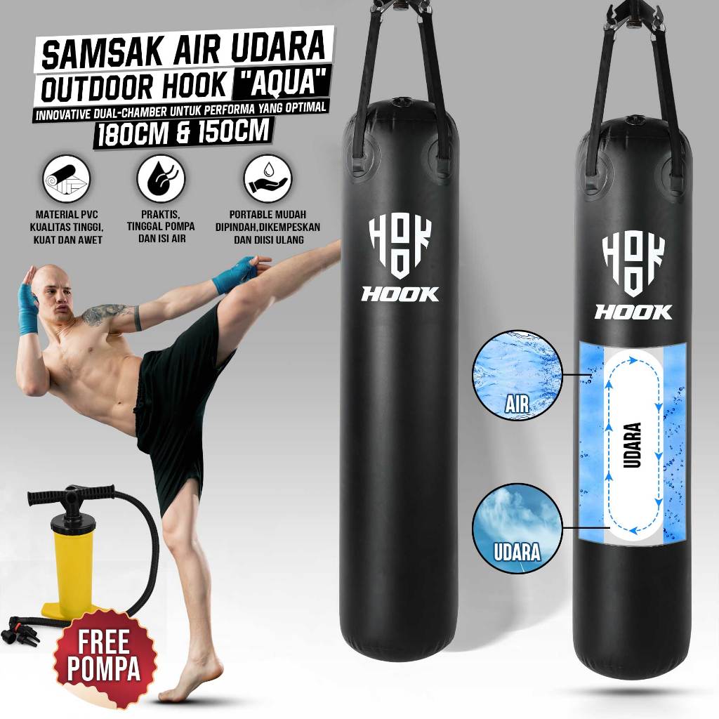Jual Samsak Air Udara 180cm Hook Sansak Muay Thai Punching Bag
