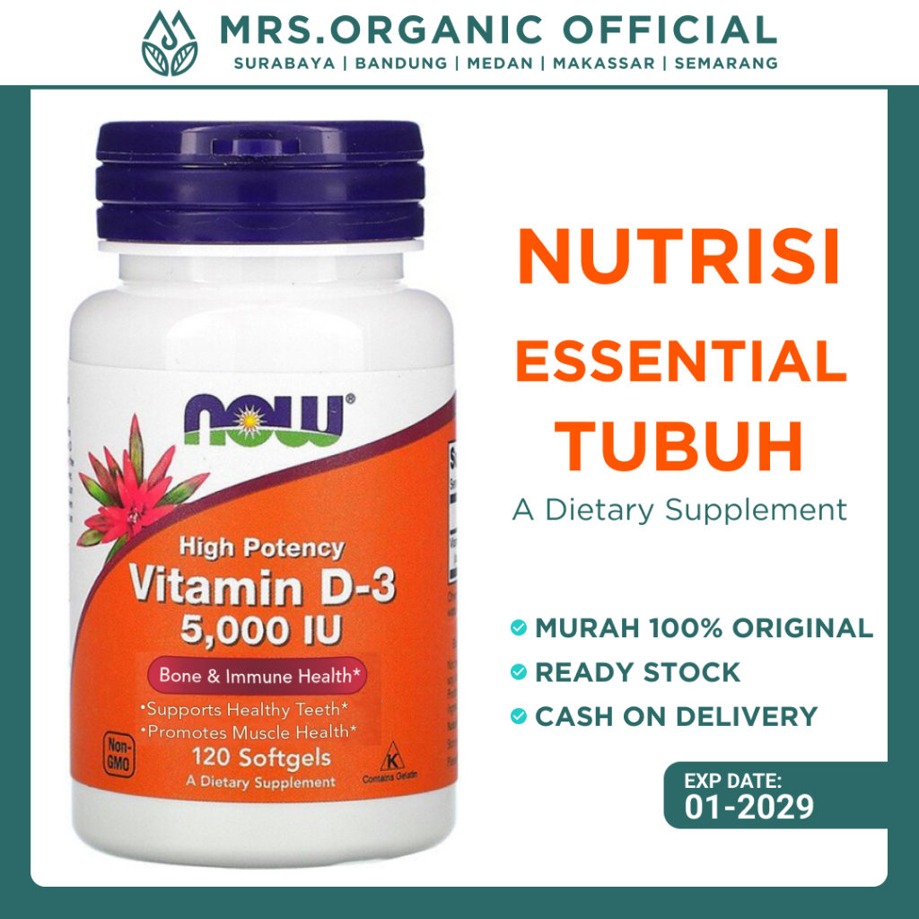 Jual Vitamin Now Foods D3 D 5000 IU 120 Softgels Sendi Otot
