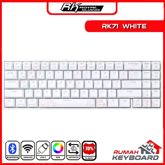 Jual ROYAL KLUDGE - RK71 - 3 Mode - Rgb - White - Mechanical Keyboard ...