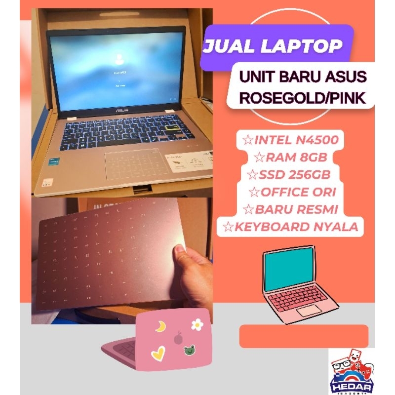 Jual Laptop baru pink rosegold Asus E410KAO Intel N4500 RAM 8GB SSD ...