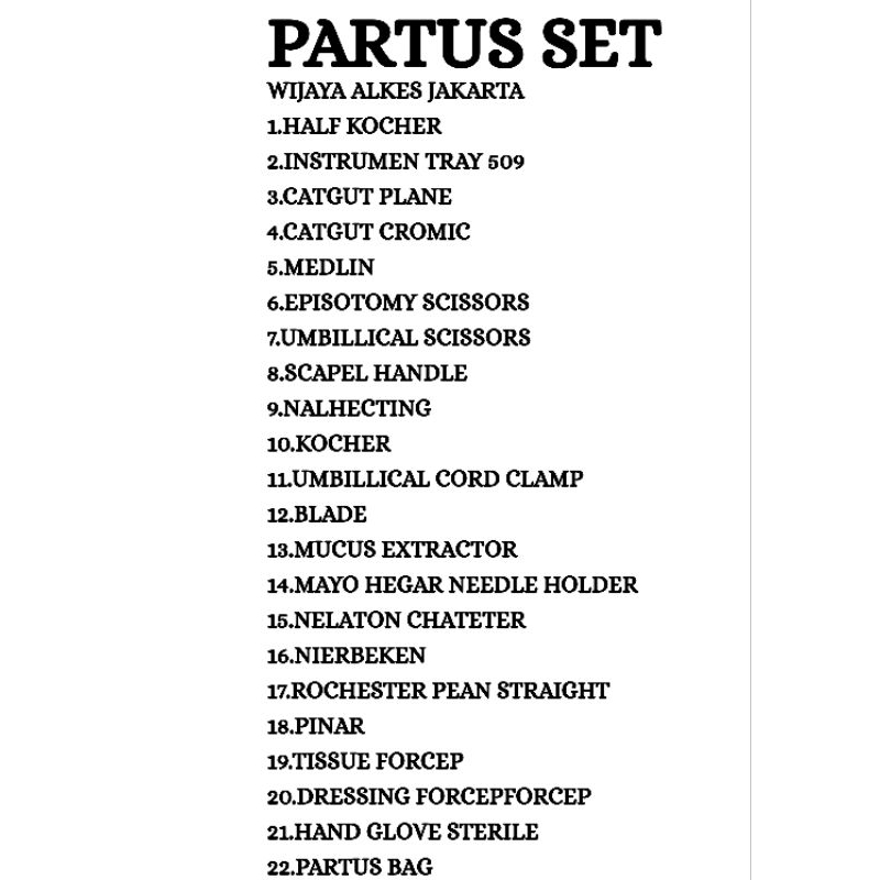 Jual PARTUS SET ISI 22 ITEM INSTRUMENT MARWA #INSTRUMEN INTI AKL ...
