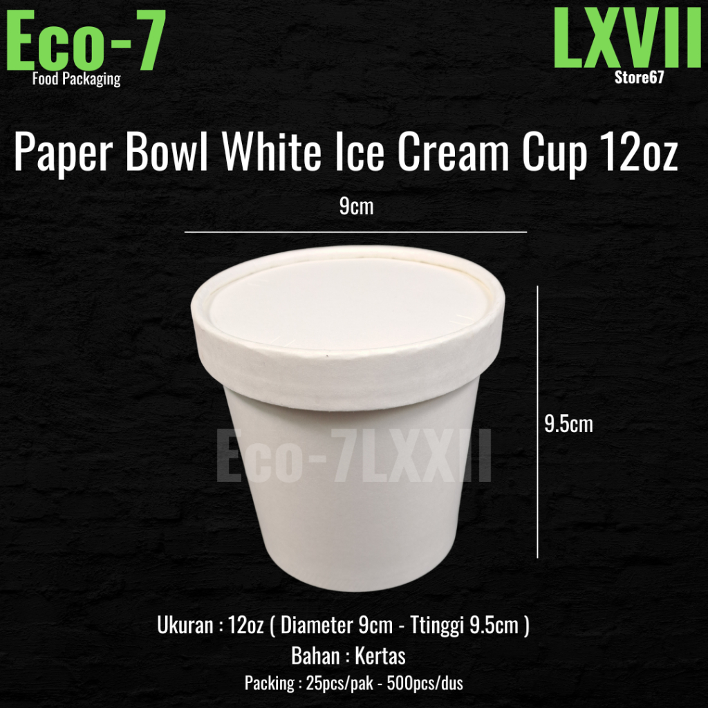 Jual Paper Cup White 12oz + Tutup - Bowl Soup Cup, Ice Cream Cup ...