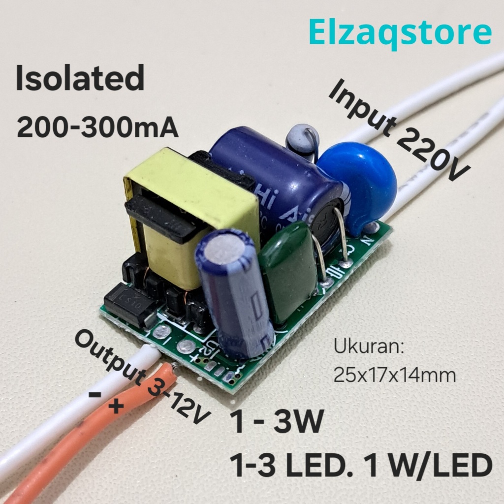 Jual LED Driver Isolated AC to DC 1W - 3W Seri 1-3 LED HPL 200-300mA ...
