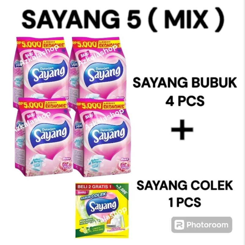 ( paket 5 pack ) detergen sayang bubuk kemasan rp.5000