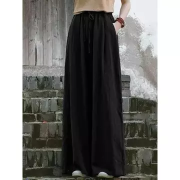 Celana Kulot Linen Premium Pinggang Full Karet Highwaist