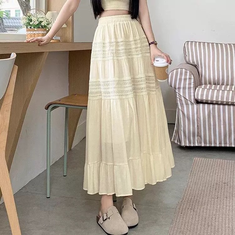Jual Maxi Skirt Rok Panjang Katun Bordir Katbol Lace Wanita Premium Rok ...