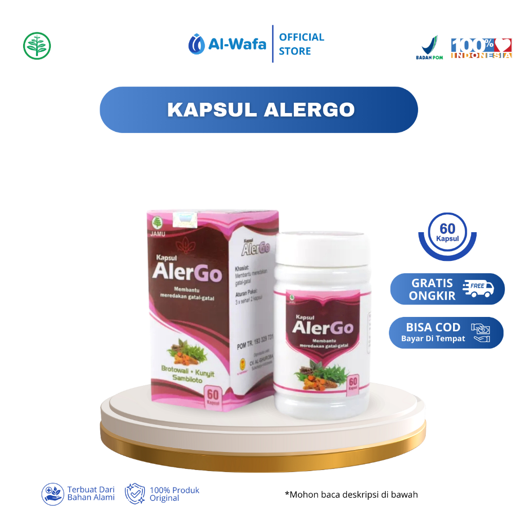 AL WAFA ALERGO Kapsul Herbal Bersih Darah Obat Gatal  Jerawat  Alergo