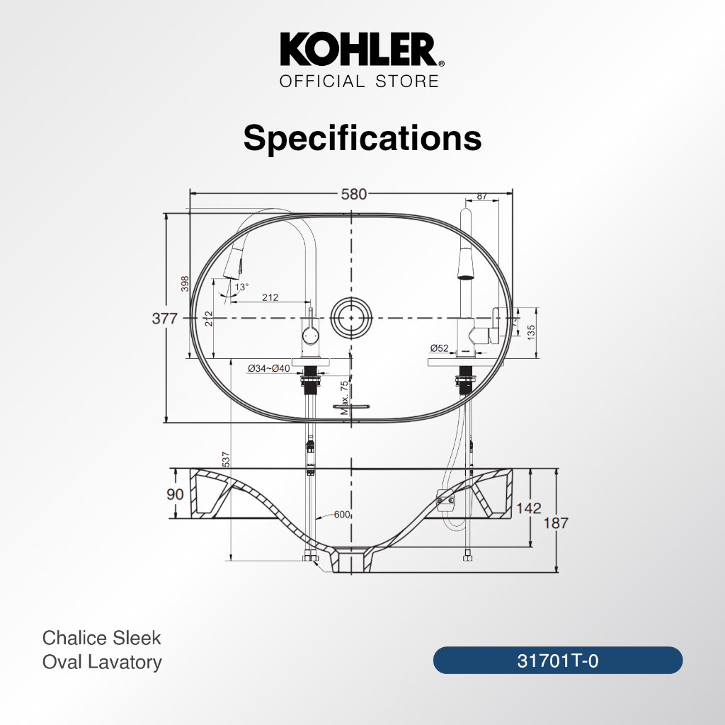 Jual KOHLER Chalice Sleek Wastafel Vessel Lavatory Oval with