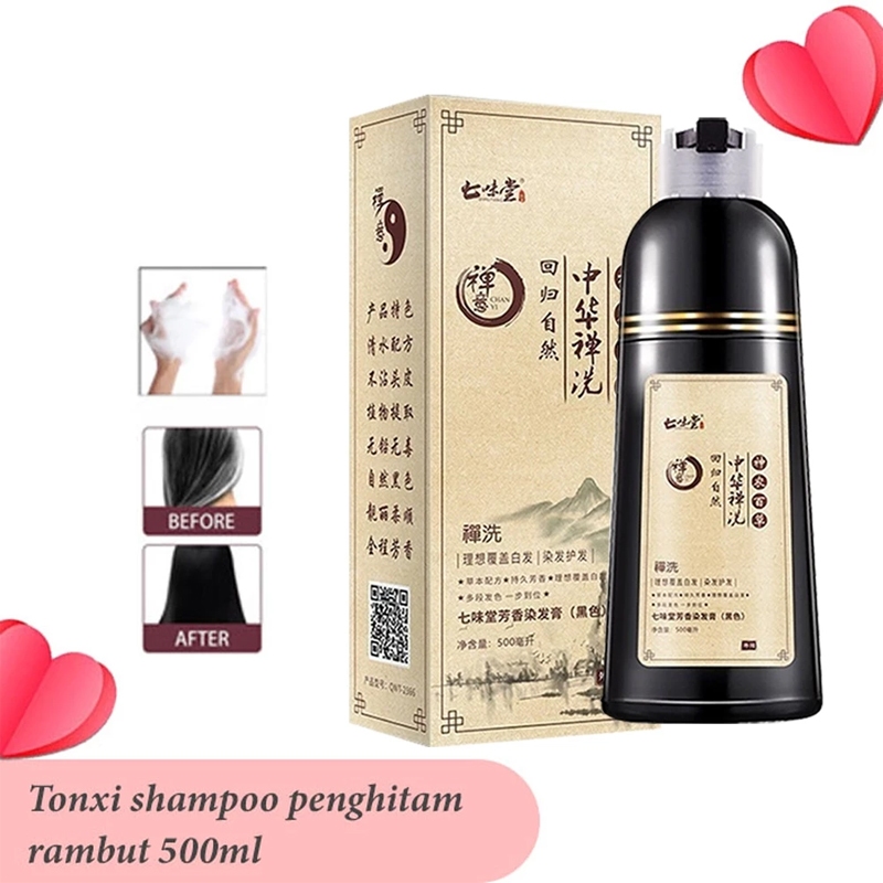 Shampoo Penghitam Rambut Herbal Alami – Sampo Penghitam Uban Permanen – Anti Uban Pria Wanita