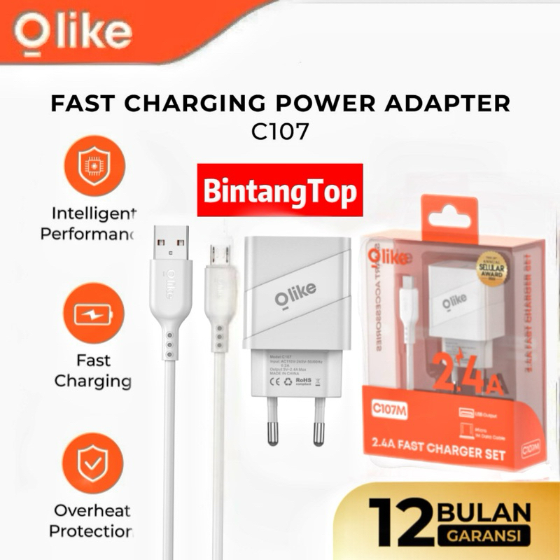 Jual OLIKE C107 / charger set OLIKE C107M MICRO , C107C TYPE C 2.4A ...