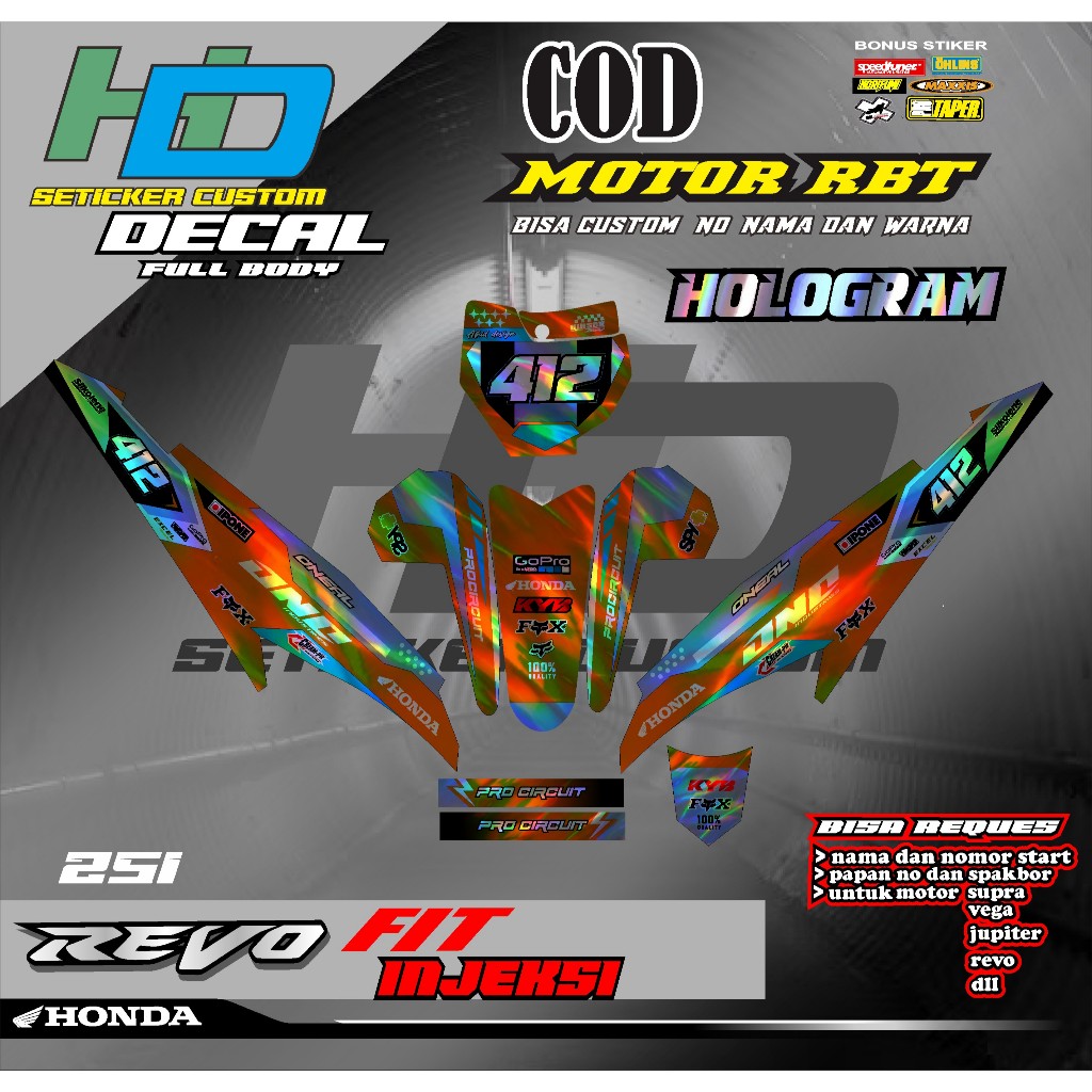 Jual DECAL HOLOGRAM RBT REVO FIT/FI INJEKSI FULLBODY CUSTOM/KASTEM ...