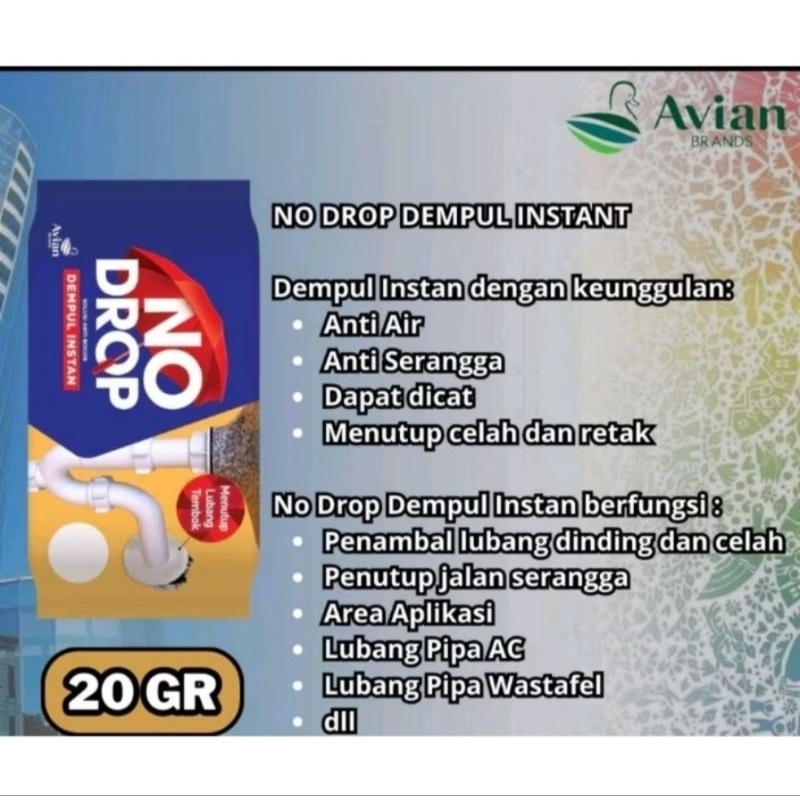 Jual Dempul Tembok Instan NODROP 20 Gram | Shopee Indonesia