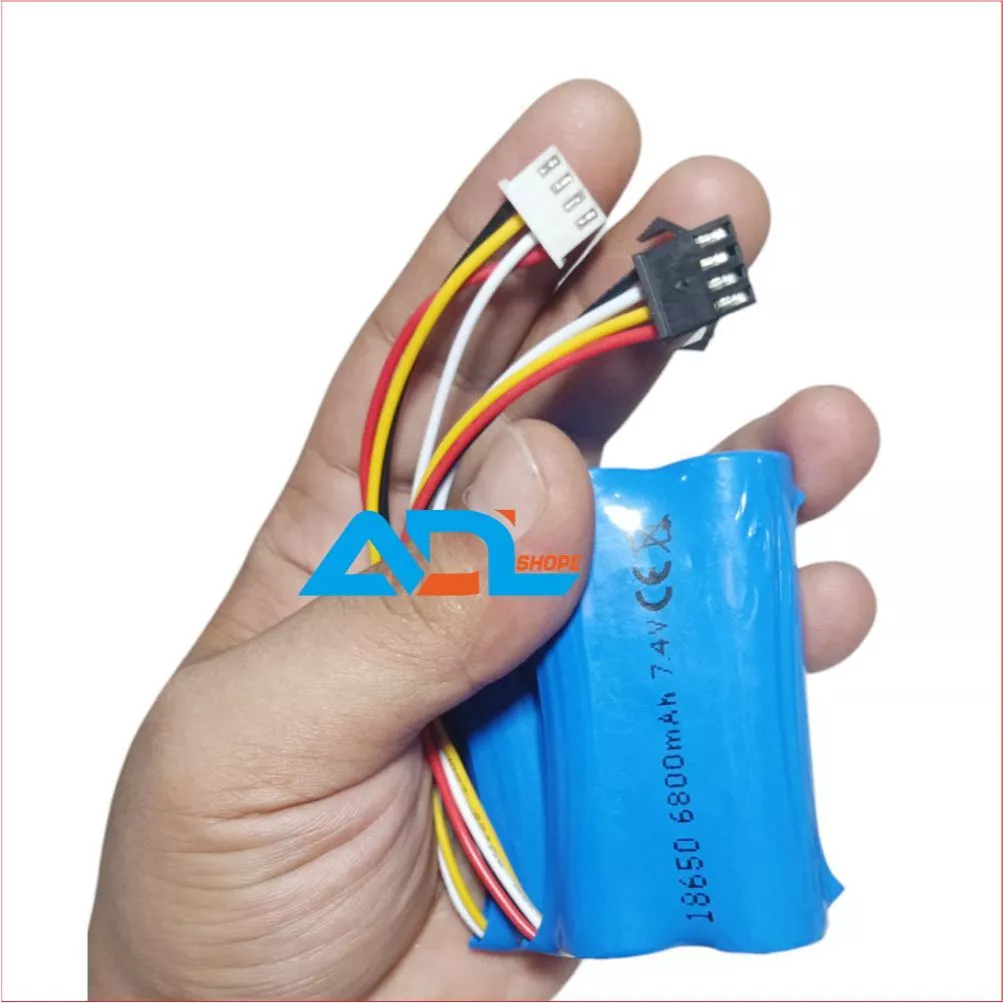Jual Li-ion Battery 2x cell 18650 7.4Volt Socket Hitam /4pin dan Socket ...
