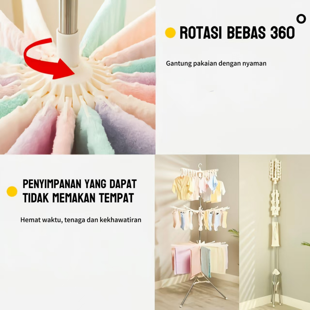 Jual Jemuran menara rak jemuran baju bayi lipat rak susun handuk ...