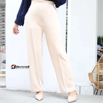 Celana Wanita Kulot Garis Basic HW Irene Cullotes Scuba Wide Leg Kulot Premium