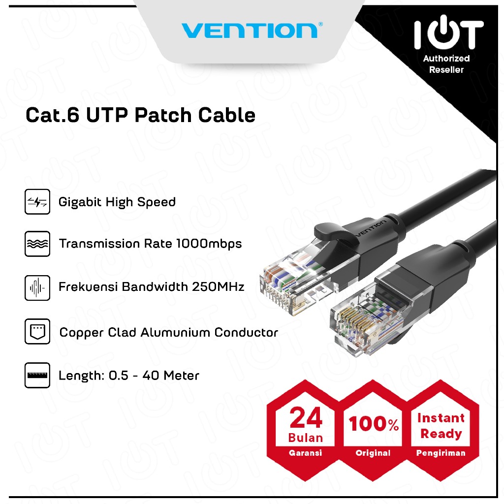 Jual Vention Cable LAN RJ45 Cat 6.UTP Patch Gigabit Ethernet - IBE ...
