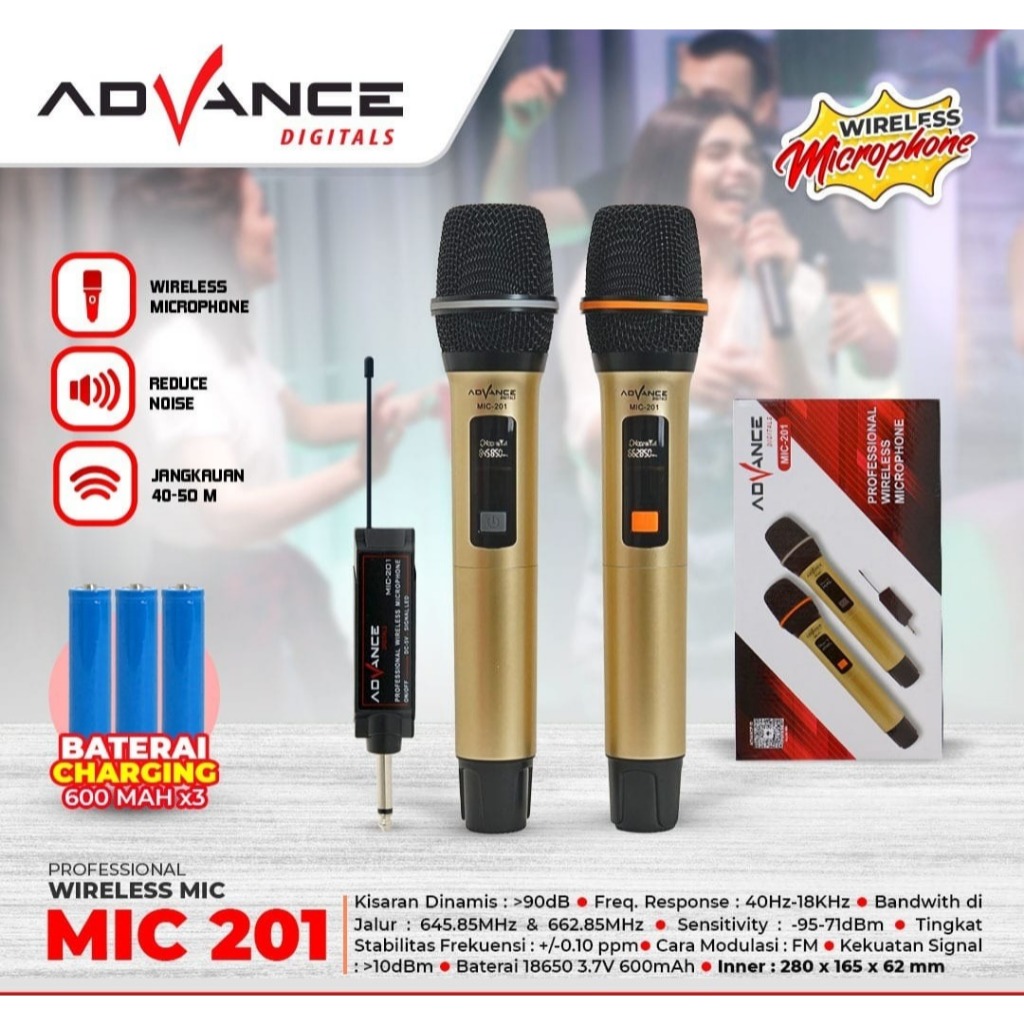 Jual ADVANCE Professional Microphone / Mic Wireless Mikrofon Bluetooth ...