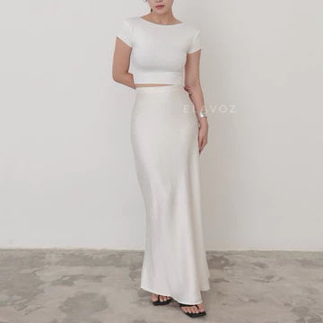 ELAVOZ Lisa Silk Long Skirt Bawahan Wanita Rok Wanita Rok Satin