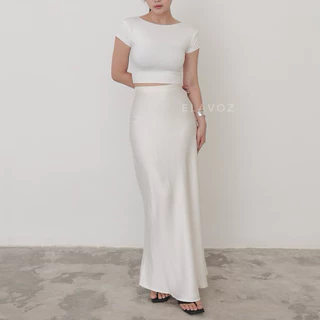 ELAVOZ Lisa Silk Long Skirt | Bawahan Wanita | Rok Wanita | Rok Satin
