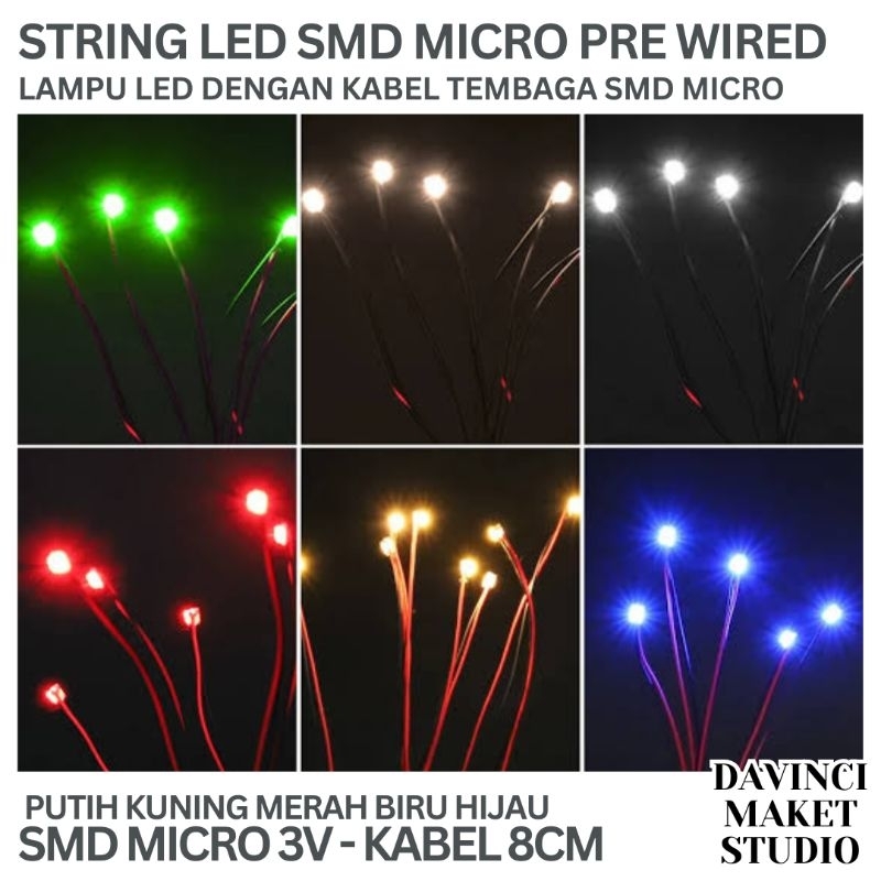 Jual (3V BEADS) Rangkaian LED Micro Beads SMD 3v Dengan Kabel Nikel ...