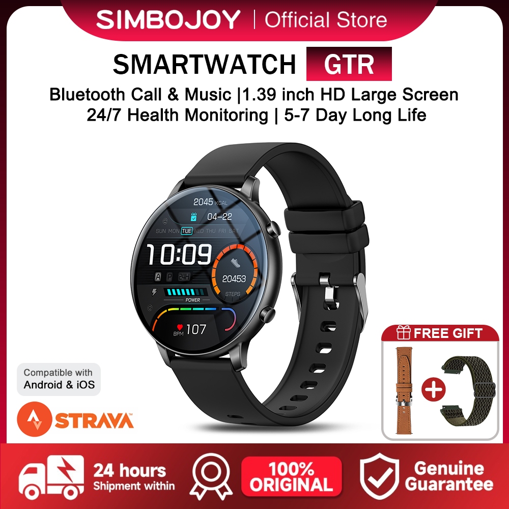 Simbojoy GTR Smartwatch Waterproof Inch HD Touch Screen  Kalkulator Wallpaper Kustom Jam Tangan Pria Wanita Heart Rate Blood  Oxygen