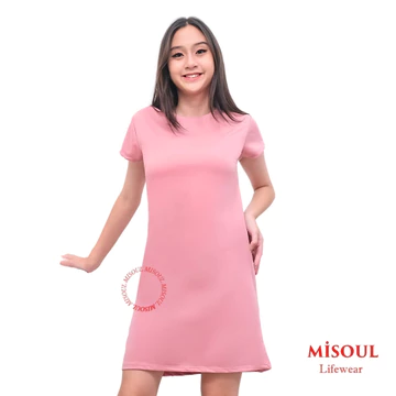 MiSoul Dress Wanita Premium Pendek Motif Polos Bahan Babyterry Daster Midi Hani