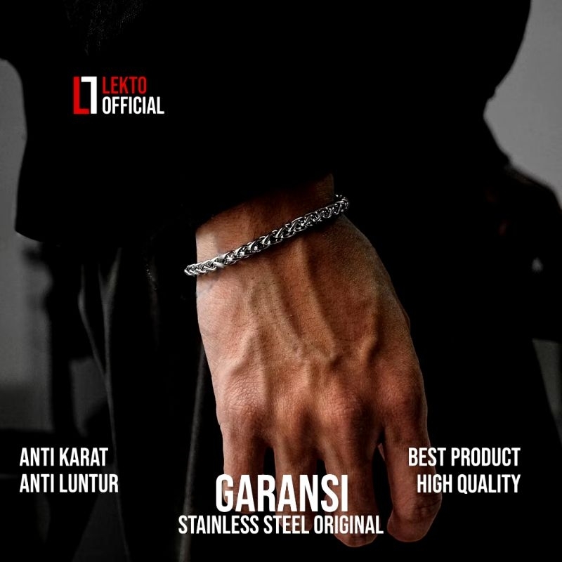 Jual Gelang Pria Silver Titanium Anti karat Model Rantai Kelabang ...