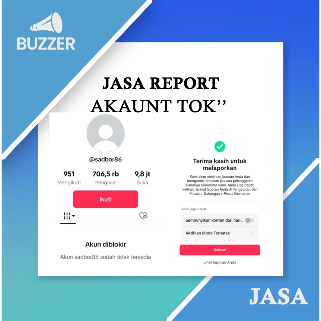 Jual Jasa buzzer report akun/video TOKOTOKK | Shopee Indonesia