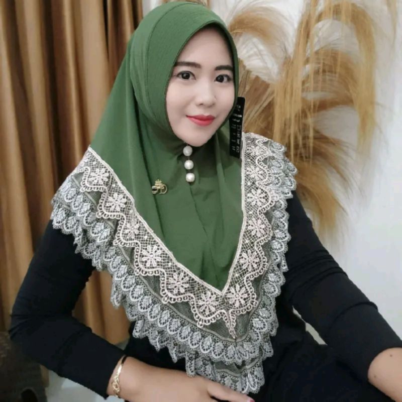 Jual Jilbab Instan Kania Renda ori FO | Shopee Indonesia