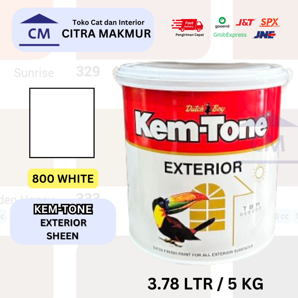 Jual KEMTONE EXTERIOR 3.78 LTR / 5 KG - 800 WHITE (KEM-TONE Cat tembok ...