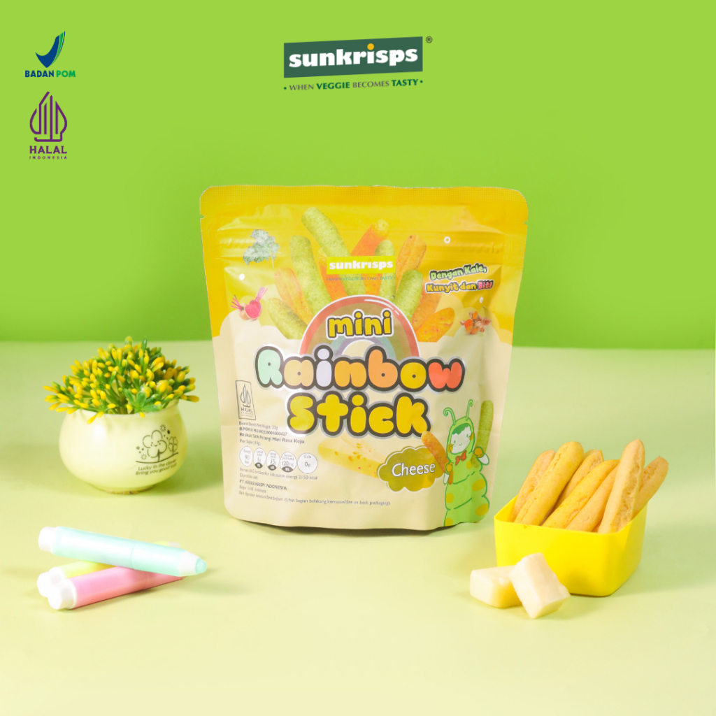 Jual SUNKRISPS Mini Rainbow Stick Cheese 32gr Rasa Keju Cheddar | Mini ...