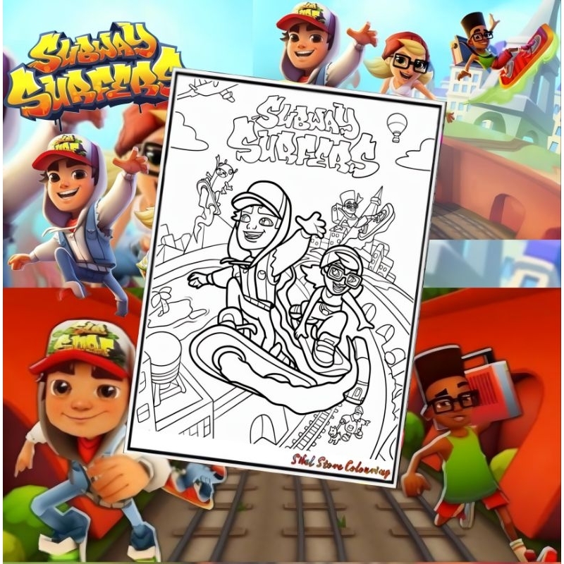 Jual KERTAS GAMBAR MEWARNAI SUBWAY SURFING ISI 10 LEMBAR GAMBAR BERBEDA ...