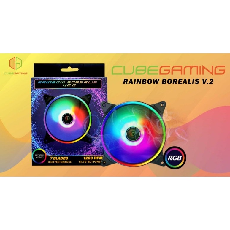 Jual Fan Case 12cm Cube Gaming Rainbow Borealis v2 RGB Bekas Second ...