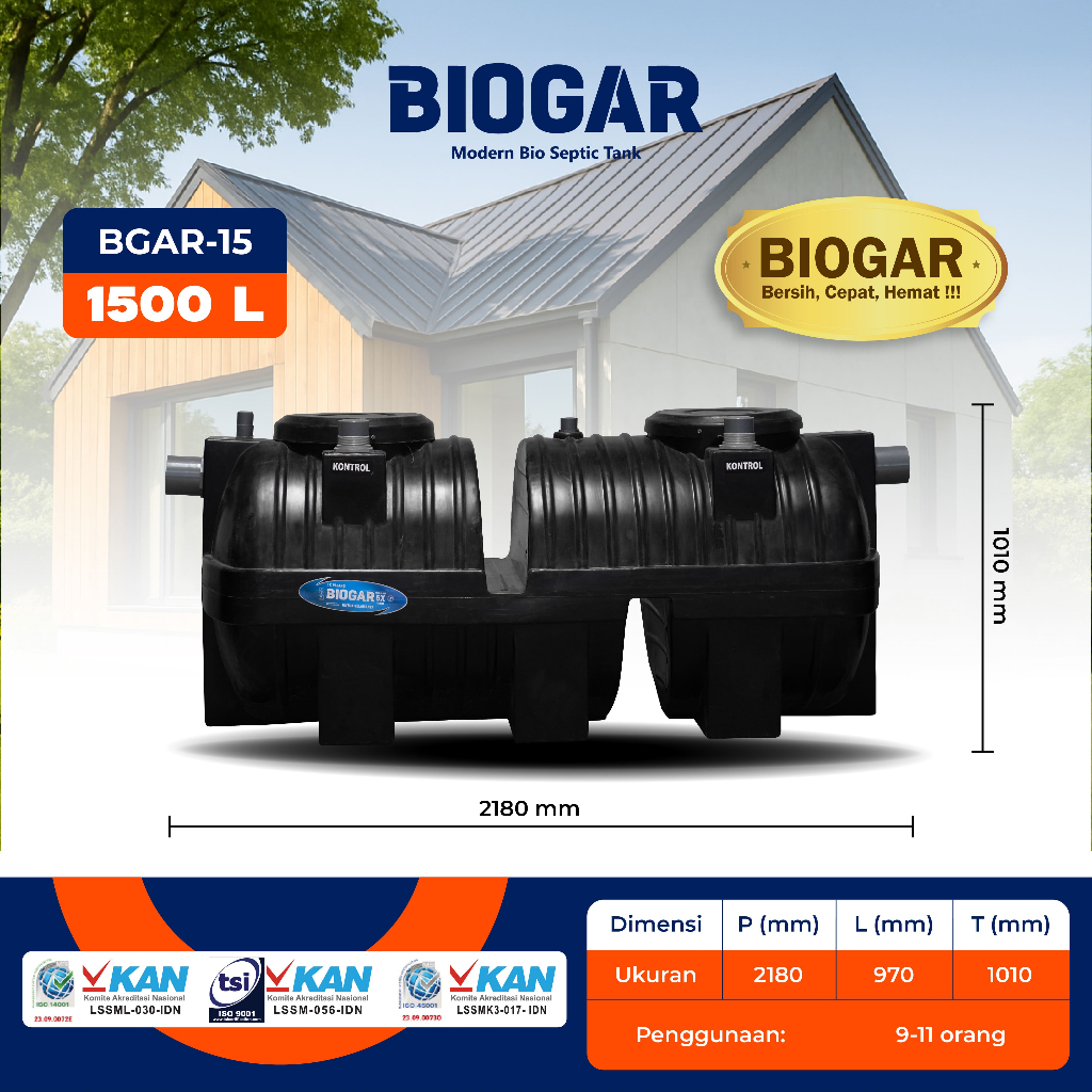 Jual BIOGAR Septic Tank 1500 liter Tangki Septic Tank Sepiteng Bio Tank ...