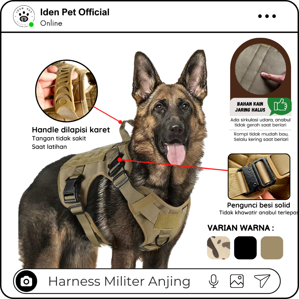 Jual Rompi Anjing Besar Militer Dog Harness Vest Tactical Kalung Tali ...