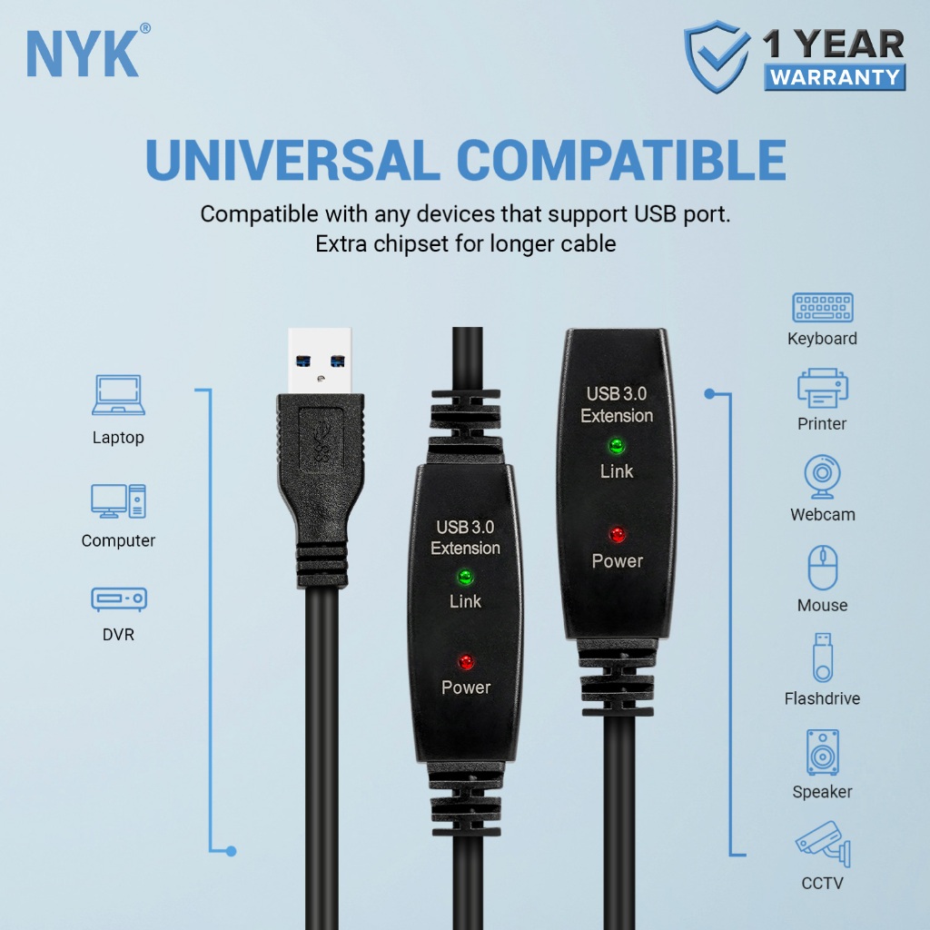 NYK Kabel Extension USB 3.0 Extender Aktif with Chipset 5 Meter COD (6)