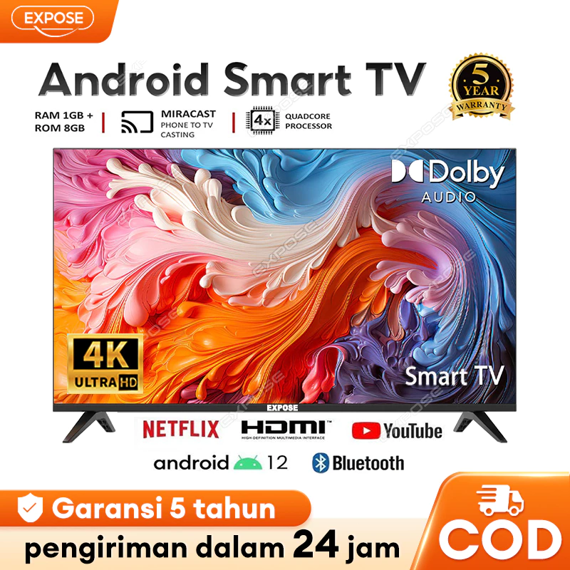 Smart tv 32 inch android tv 32/43/50 inch 4k with netflix/youtube/google/wifi 5