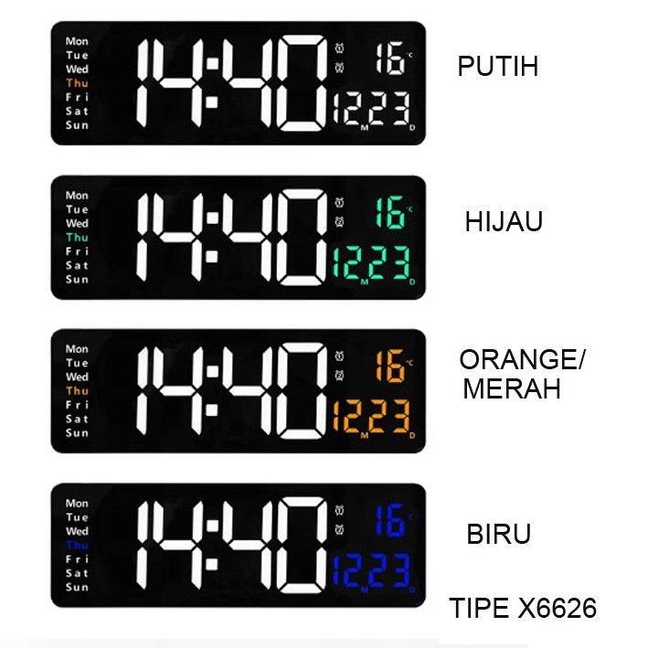 Jual JD-6626 Jam Digital LED Besar Jelas Jam Dinding Fitur Kalender ...