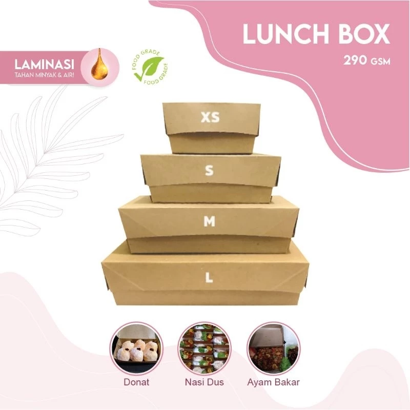 LUNCH BOX PAPER|LUNCH BOX|Isi 50pcs| Size L/M/S/XS