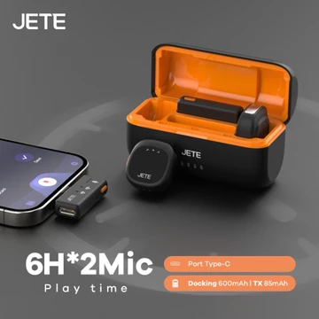 JETE Microphone Wireless MP2 Magnetic Mikrofon Type C With Adapter Lightning Mic Clip On Double