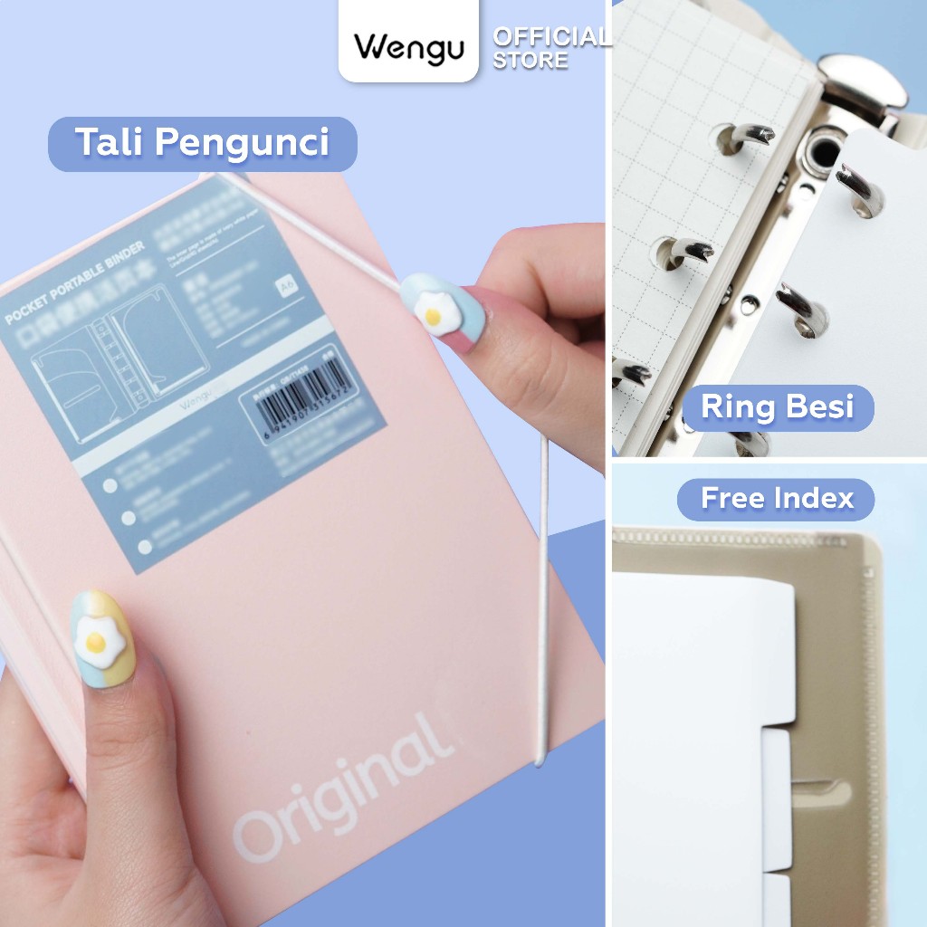 Jual [BARU] Wengu Binder Strap A6 Portable Ring Besi (40 Lembar) + Free ...